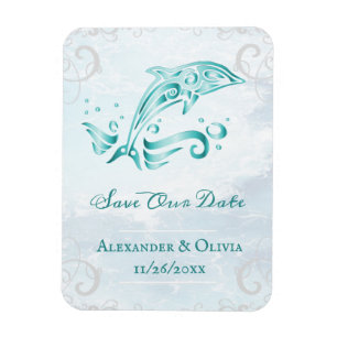 Teal Dolphin Save The Date Magnet