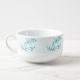 Teal Dolphin Soup Mug