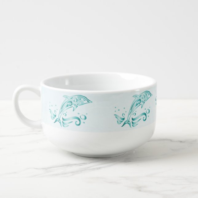 Teal Dolphin Soup Mug (Right)