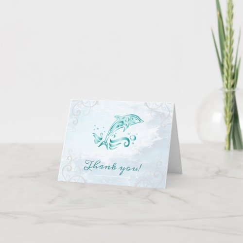 Teal Dolphin Wedding Thank You Cards