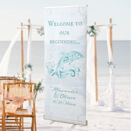 Teal Dolphin Wedding Welcome Banner