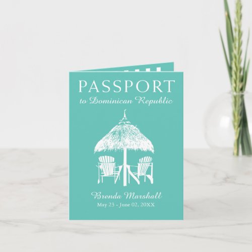 Teal Dominican Republic Birthday Passport Invitation