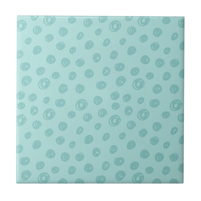 Teal Dot Pattern Ceramic Tile (Front)
