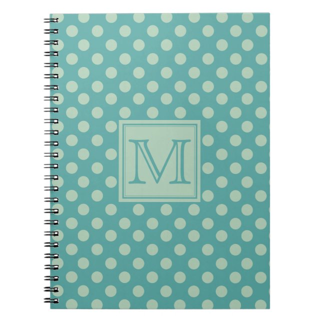 Teal Dots Pattern Monogram Notebook (Front)