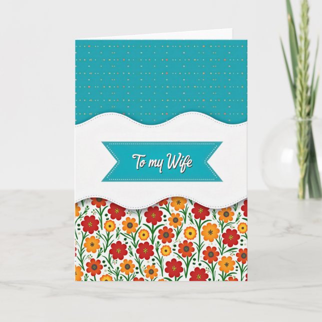 Teal Dots Wife Mothers Day Card (Front)