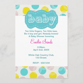 Teal Dotty Gender Neutral Baby Shower Invitation by Cards_by_Cathy at Zazzle