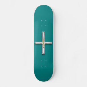 Teal Double Cross Skateboard Deck