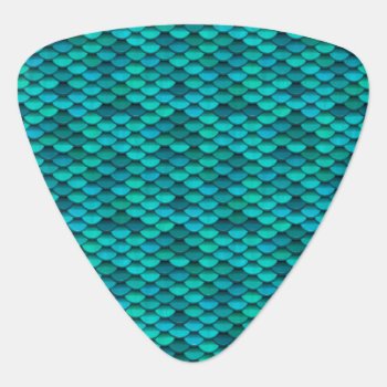 Teal Dragon Scale Blue Green Discs Guitar Pick by SterlingMoon at Zazzle