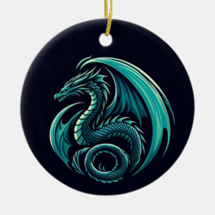 Teal Dragon Too Ceramic Ornament