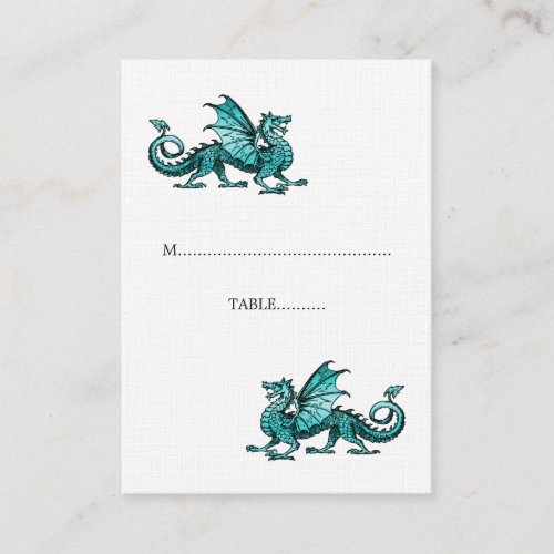 Teal Dragon Wedding Place Card