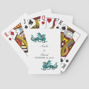 Teal Dragon Wedding Playing Cards