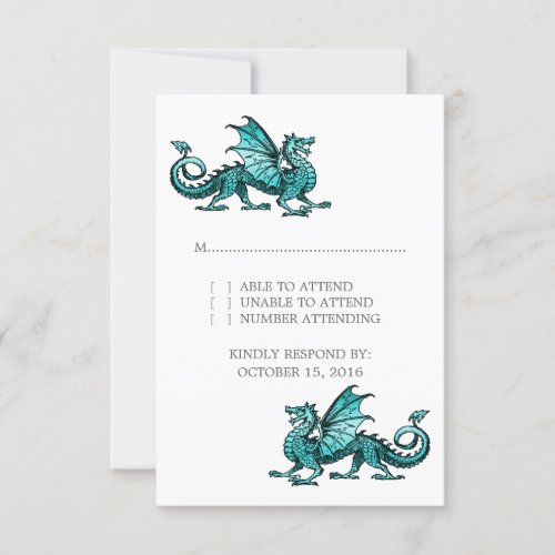 Teal Dragon Wedding Response Card