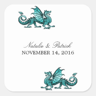 Teal Dragon Wedding Stickers