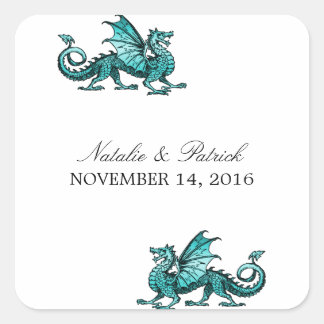 Teal Dragon Wedding Stickers
