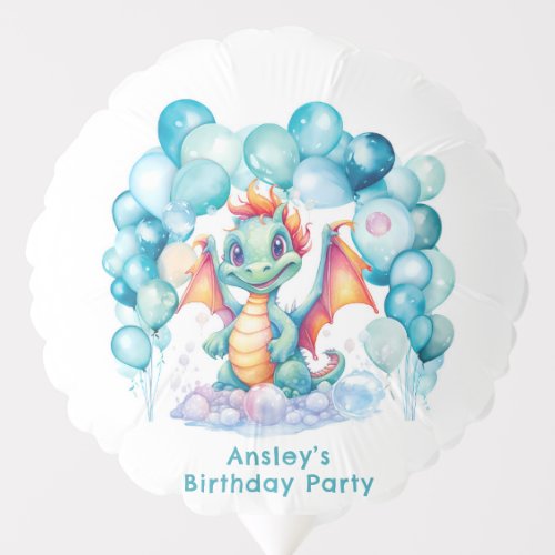 Teal Dragon with Balloon Arch Birthday Party
