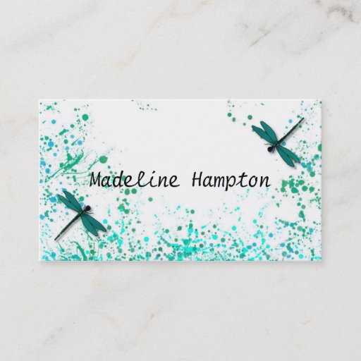 Customizable Teal Dragonflies Business Card