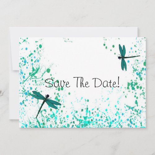 Teal Dragonflies Save The Date