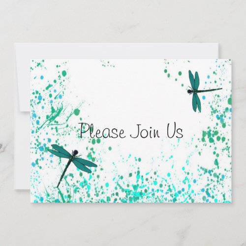 Teal Dragonflies Wedding Invitation