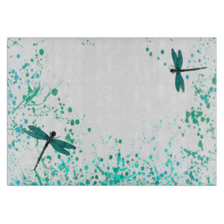 Teal Dragonfly Cutting Board