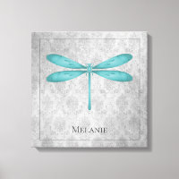 Teal Dragonfly Damask