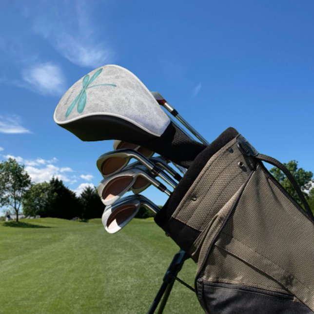 Teal Dragonfly Damask Golf Head Cover (Teal Dragonfly Damask Personalized Golf Head Cover)