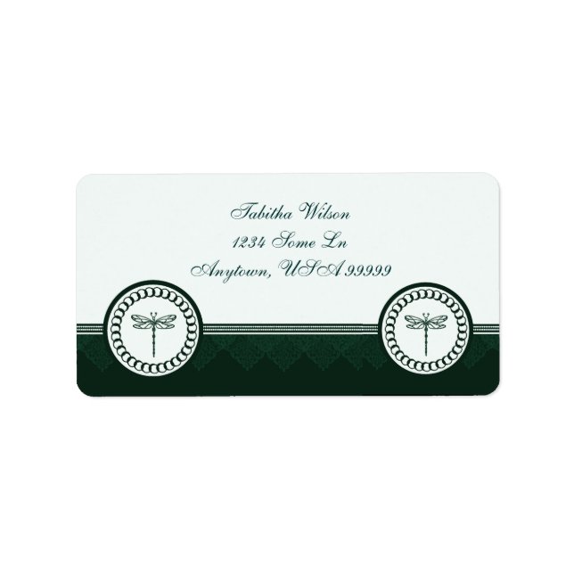 Teal Dragonfly Emblem Address Label (Front)
