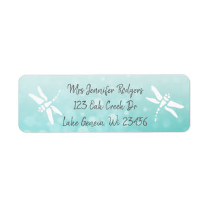 Teal Dragonfly Label