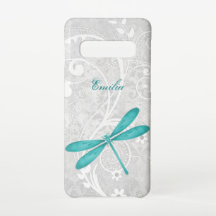 Teal Dragonfly Personalize Samsung Galaxy Case