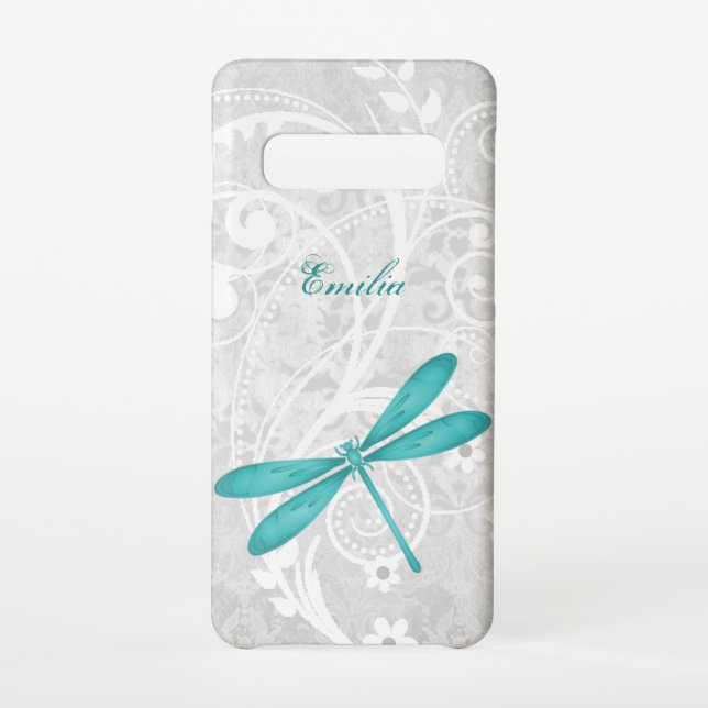 Teal Dragonfly Personalize Samsung Galaxy Case (Back)