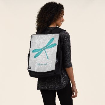 Teal Dragonfly Personalized Backpack by jade426 at Zazzle