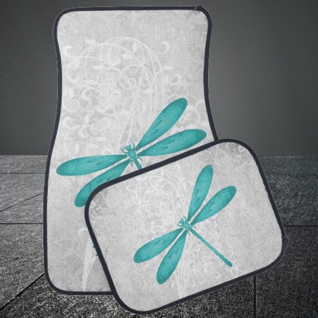 Teal Dragonfly Personalized Car Mats (Teal Dragonfly Personalized Car Mats)