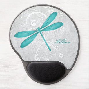 Teal Dragonfly Personalized Gel Mousepad