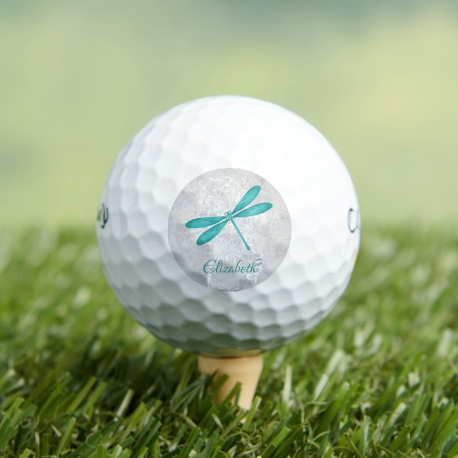 Teal Dragonfly Personalized Golf Balls (Insitu Tee)