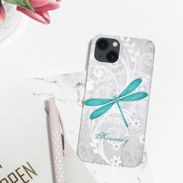 Teal Dragonfly Personalized iPhone X case (Teal Dragonfly Personalized iPhone Case)