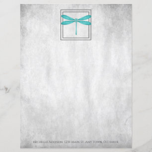 Teal Dragonfly Personalized Paper Sheet