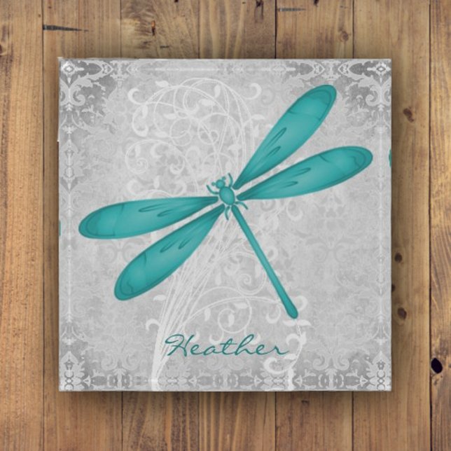 Teal Dragonfly Personalized Paperweight (Teal Dragonfly Personalized Paperweight)