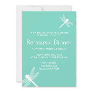 Teal Dragonfly Rehearsal Dinner Invitation