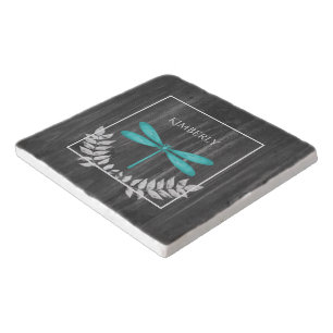Teal Dragonfly Rustic Trivet