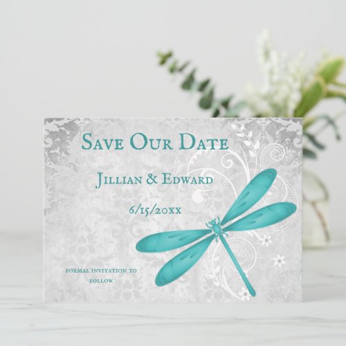 Teal Dragonfly Save The Date Announcement