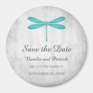 Teal Dragonfly Save the Date Magnet