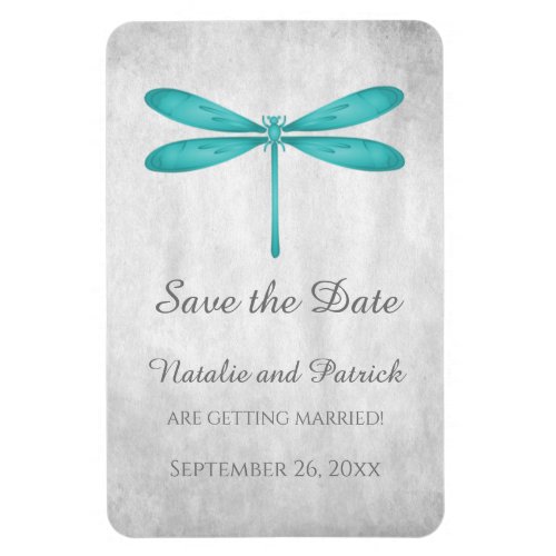 Teal Dragonfly Save the Date Magnet