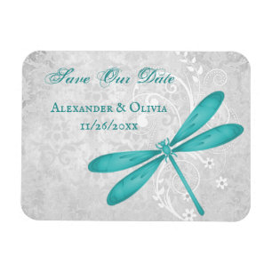 Teal Dragonfly Save The Date Magnet