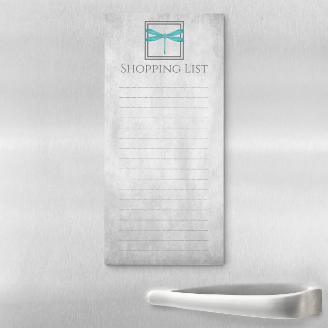 Teal Dragonfly Shopping List Notepad (In Situ)