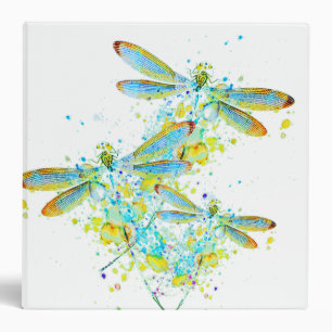 Teal Dragonfly splatter 3 Ring Binder