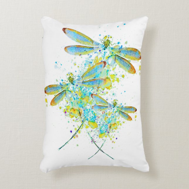 Teal Dragonfly splatter  Accent Pillow (Front(Vertical))