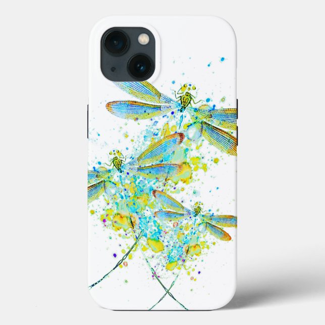 Teal Dragonfly splatter  Case-Mate iPhone Case (Back)