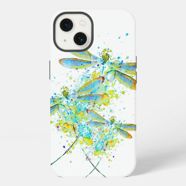 Teal Dragonfly splatter  Iphone Case (Back)