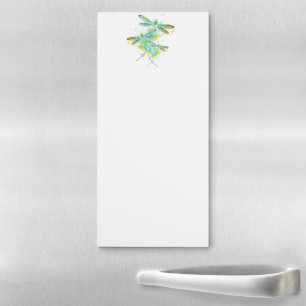 Teal Dragonfly splatter Magnetic Notepad