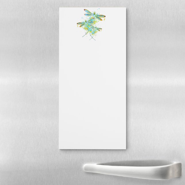 Teal Dragonfly splatter  Magnetic Notepad (In Situ)