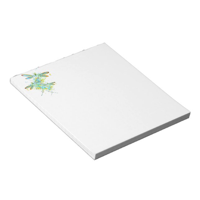 Teal Dragonfly splatter  Notepad (Angled)